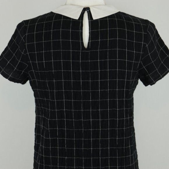 Mod Ref Clara Women's Small Black White Window Pane Plaid Peter Pan Collar Dress - Picture 4 of 8